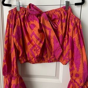 Cropped flare sleeve dress